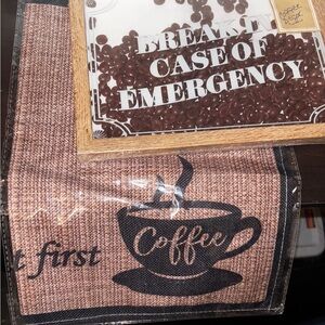 Coffee-Themed Kitchen Mat and Wall Art Set